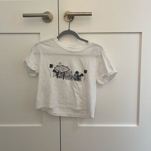 Topshop White and Black Graphic Tee